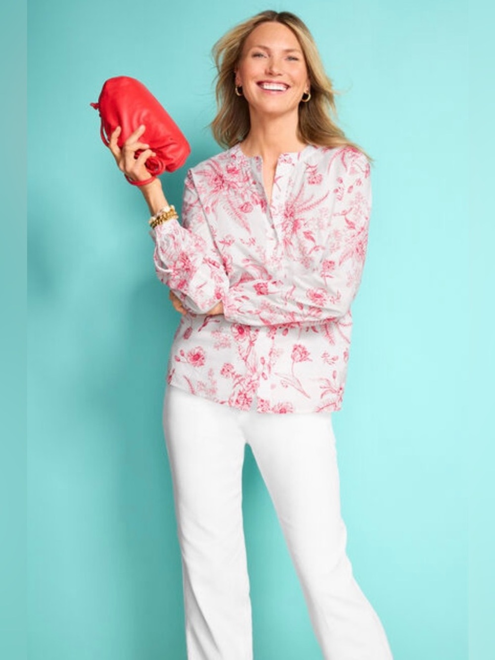 Talbots Floral Button Front Blouse Cottagecore Spring Lightweight Top Small